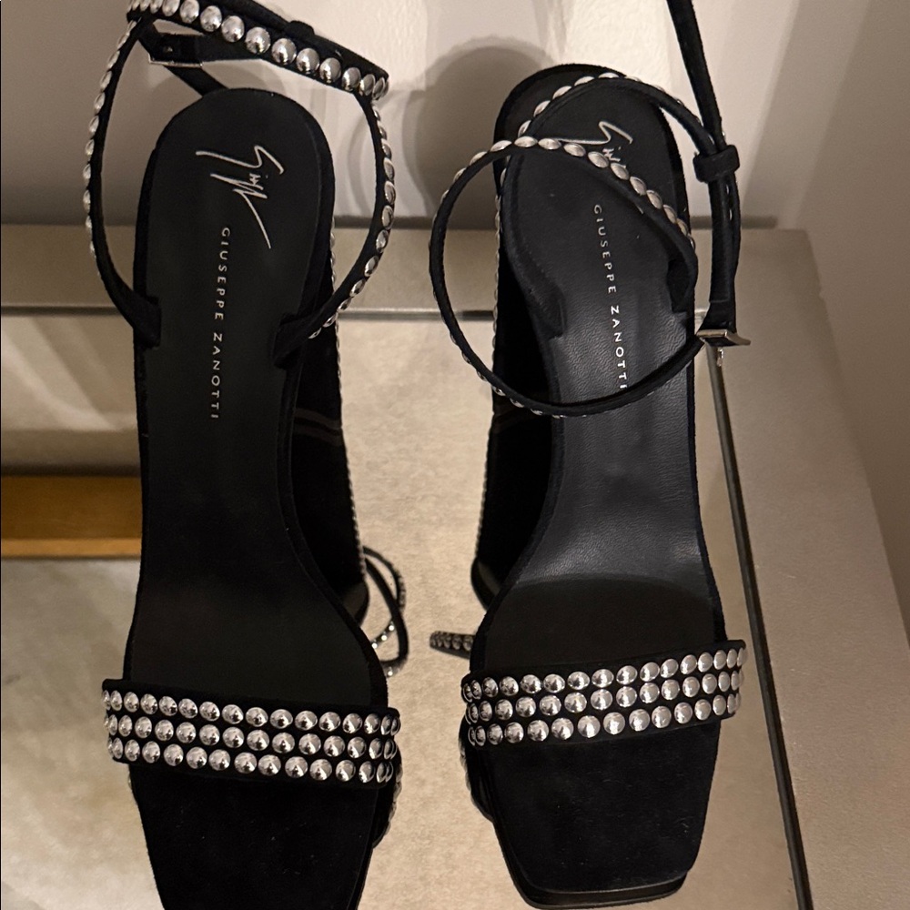 Giuseppe Zanotti Black Heels with Silver Studs